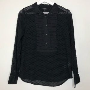 J. Crew cotton tuxedo swiss dot button down top